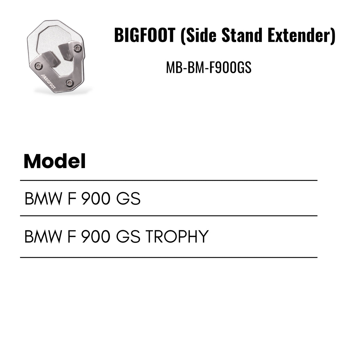 Fit Guide for Machina Side stand extender for BMW F 900GS / Trophy