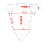 Dimension drawing – MACHINA Windshield for BMW S1000RR (406mm wide, 398mm tall)