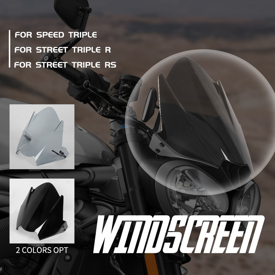 Windshield fitment guide – Speed Triple and Street Triple, 2 colour options
