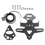 License plate frame components with screws and LED lamp