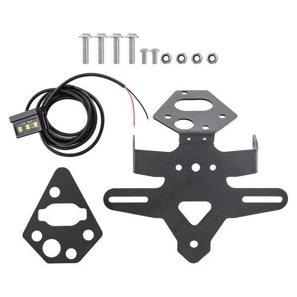 License plate frame components with screws and LED lamp