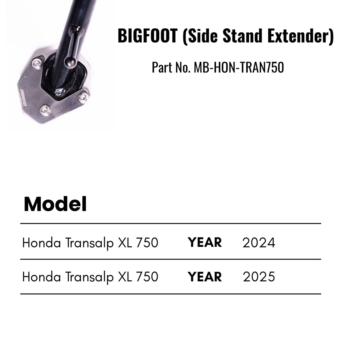 Fit Guide for Machina Side stand extender for Honda Transalp XL 750
