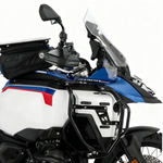 Black glass-beaded powder-coated carbon steel tank guard for BMW 
R1300 GS Adventure — installed view showing factory-matched finish