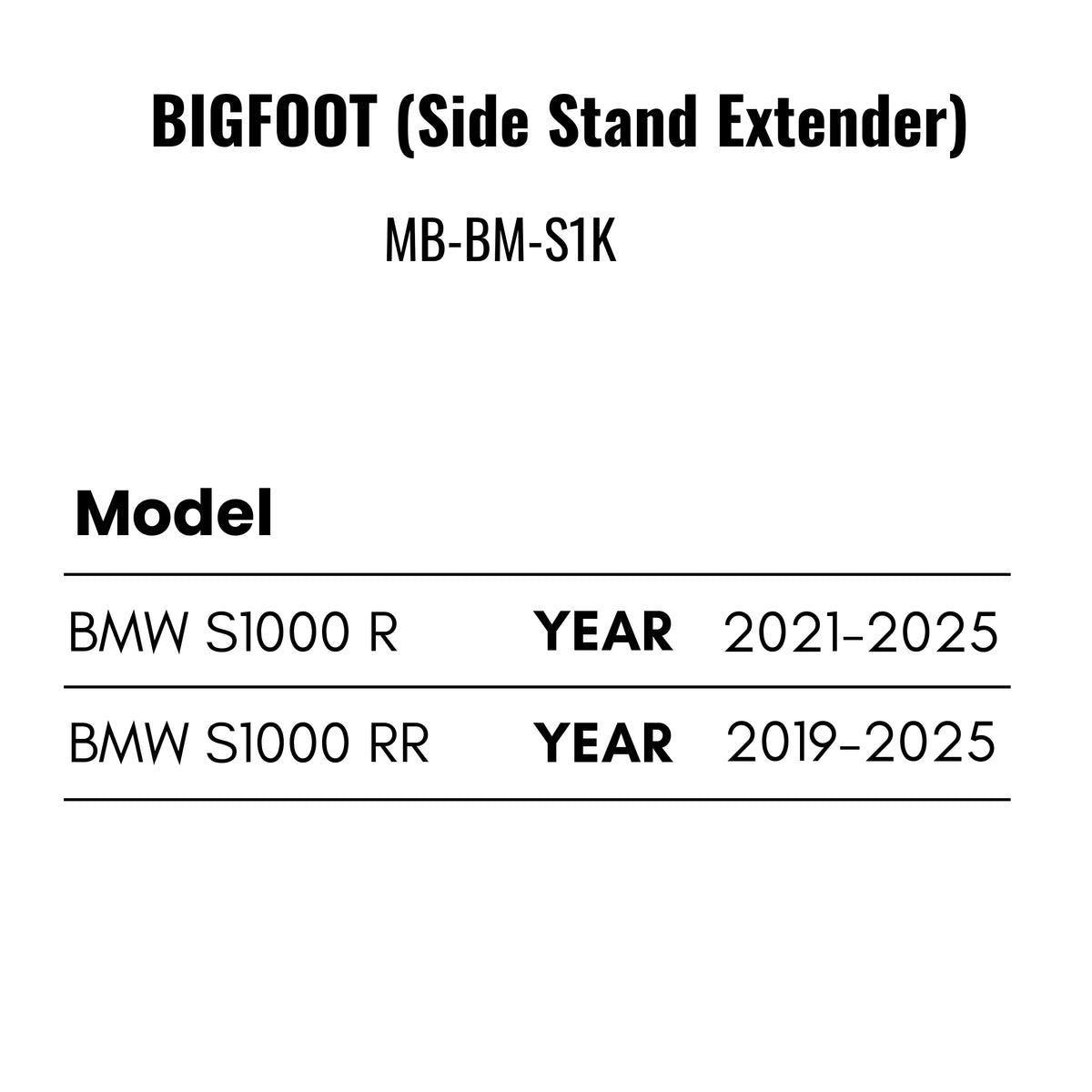 Fit Guide for Machina Side stand extender for BMW S 1000 RR