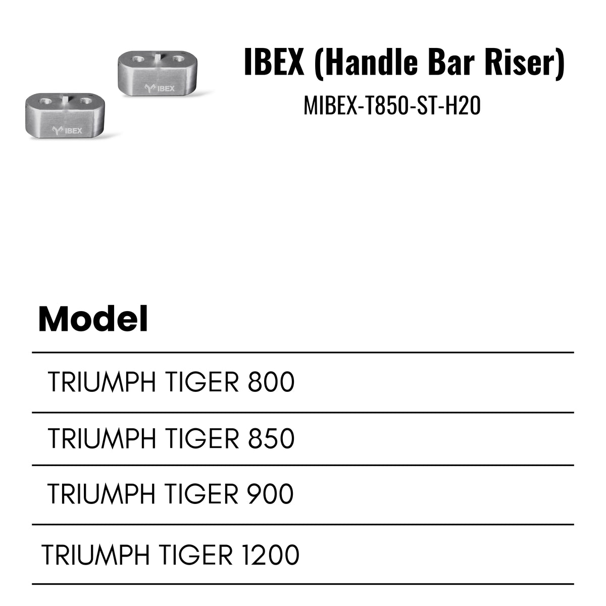 Fit Guide for Machina Handle bar risers for Triumph Tiger 800/850/900/GT/1200